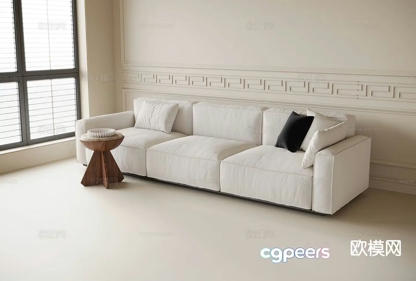 Three seater sofa upholstered sofa 3d model