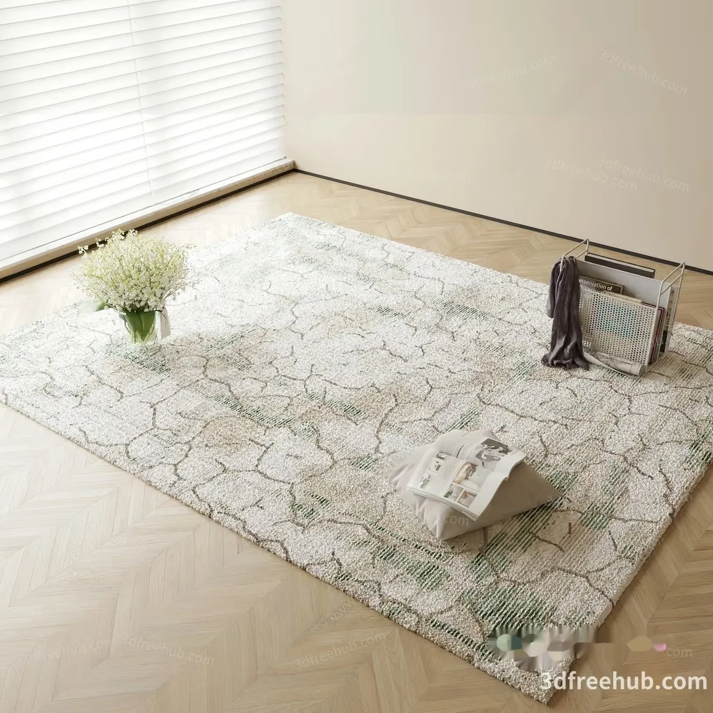 A Beige And Green Rug 3D Model – 20468 – VRAY Render