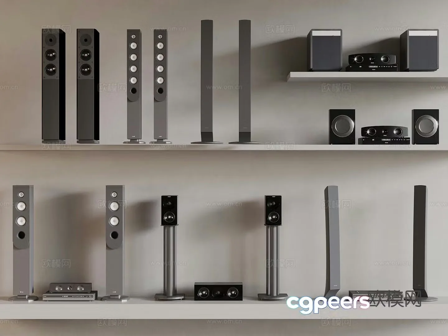 Modern audio vertical audio amplifier 3d model