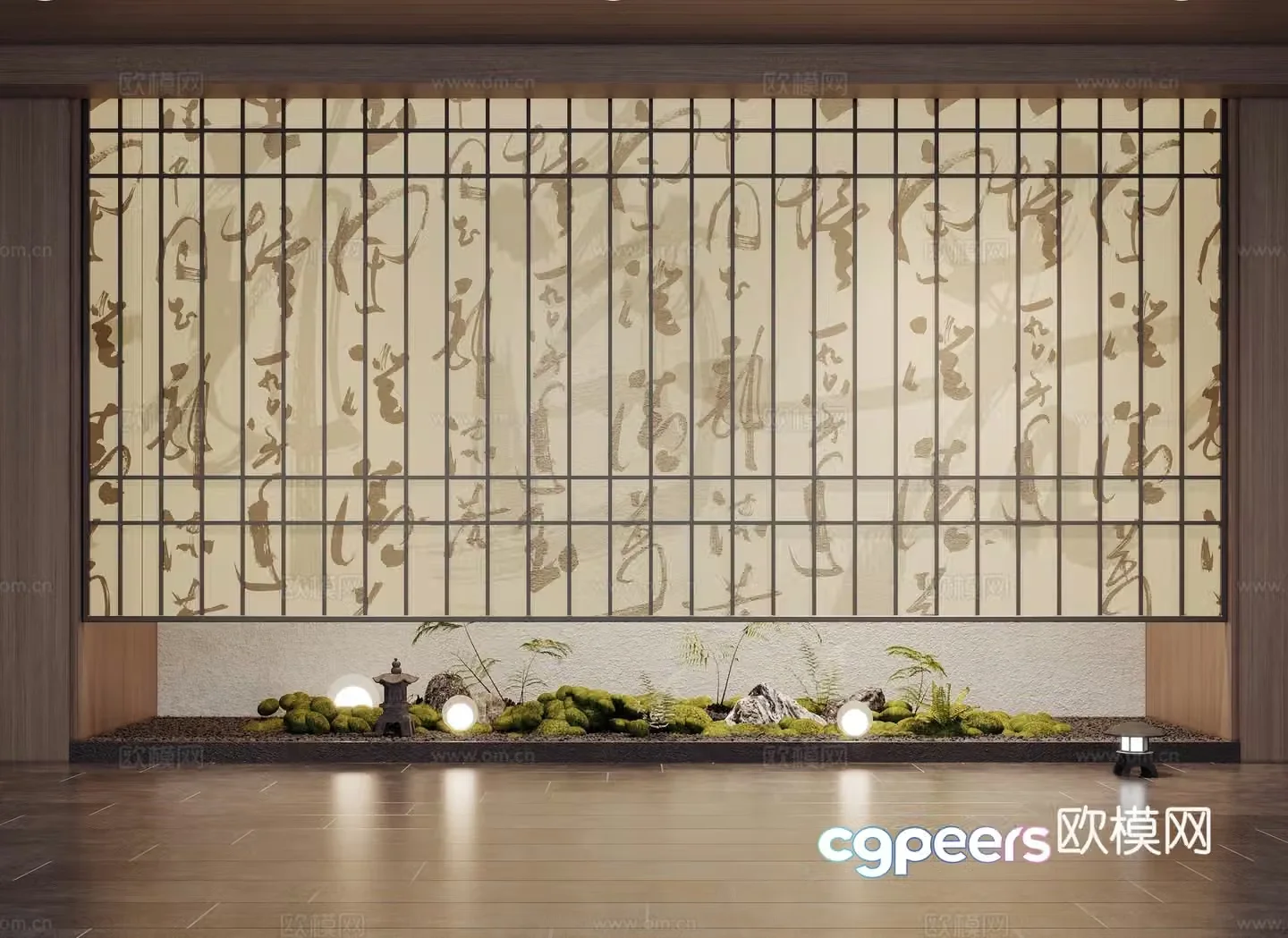 Indoor landscape DuPont paper partition plant landscaping 3D model