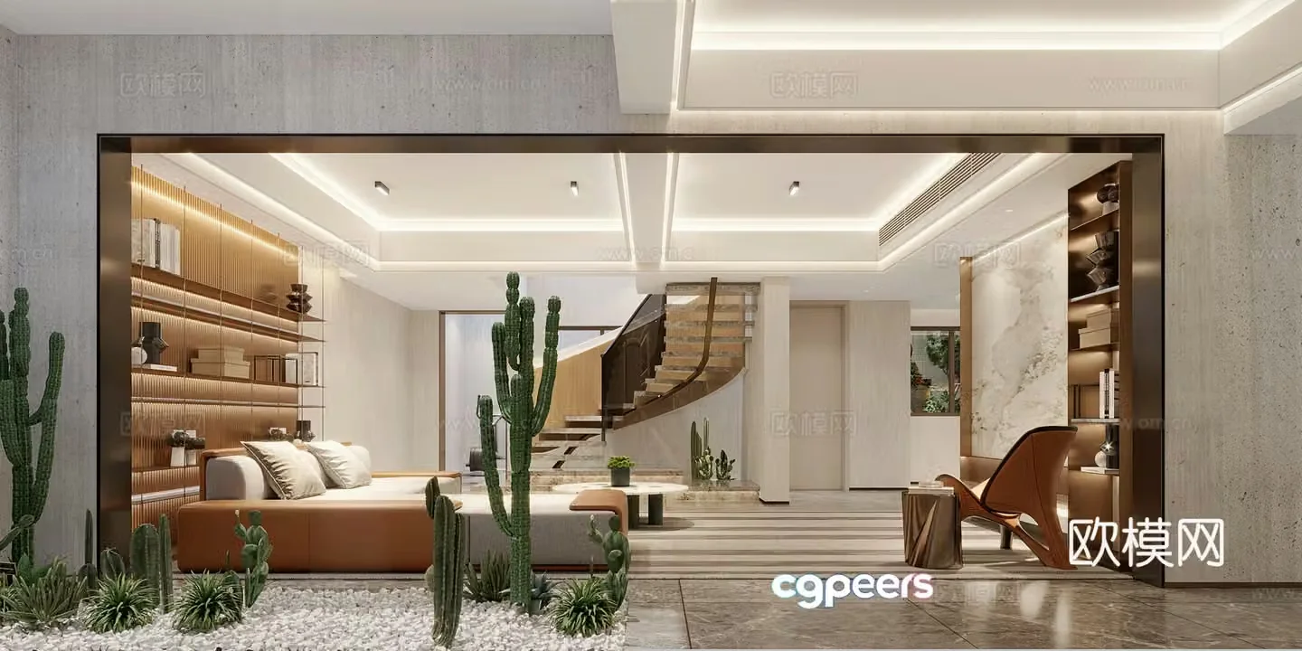 Light luxury living room 3D model