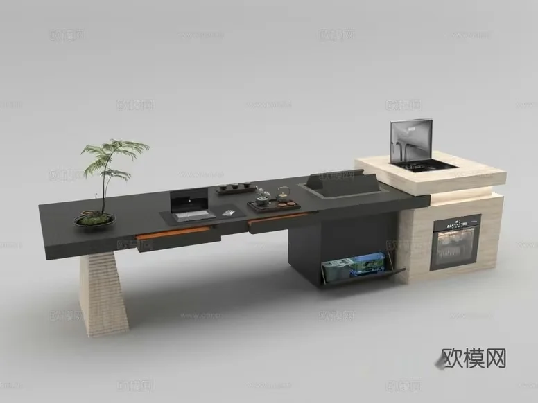 Modern Computer Desk 3D Model – 17362 – VRAY Render