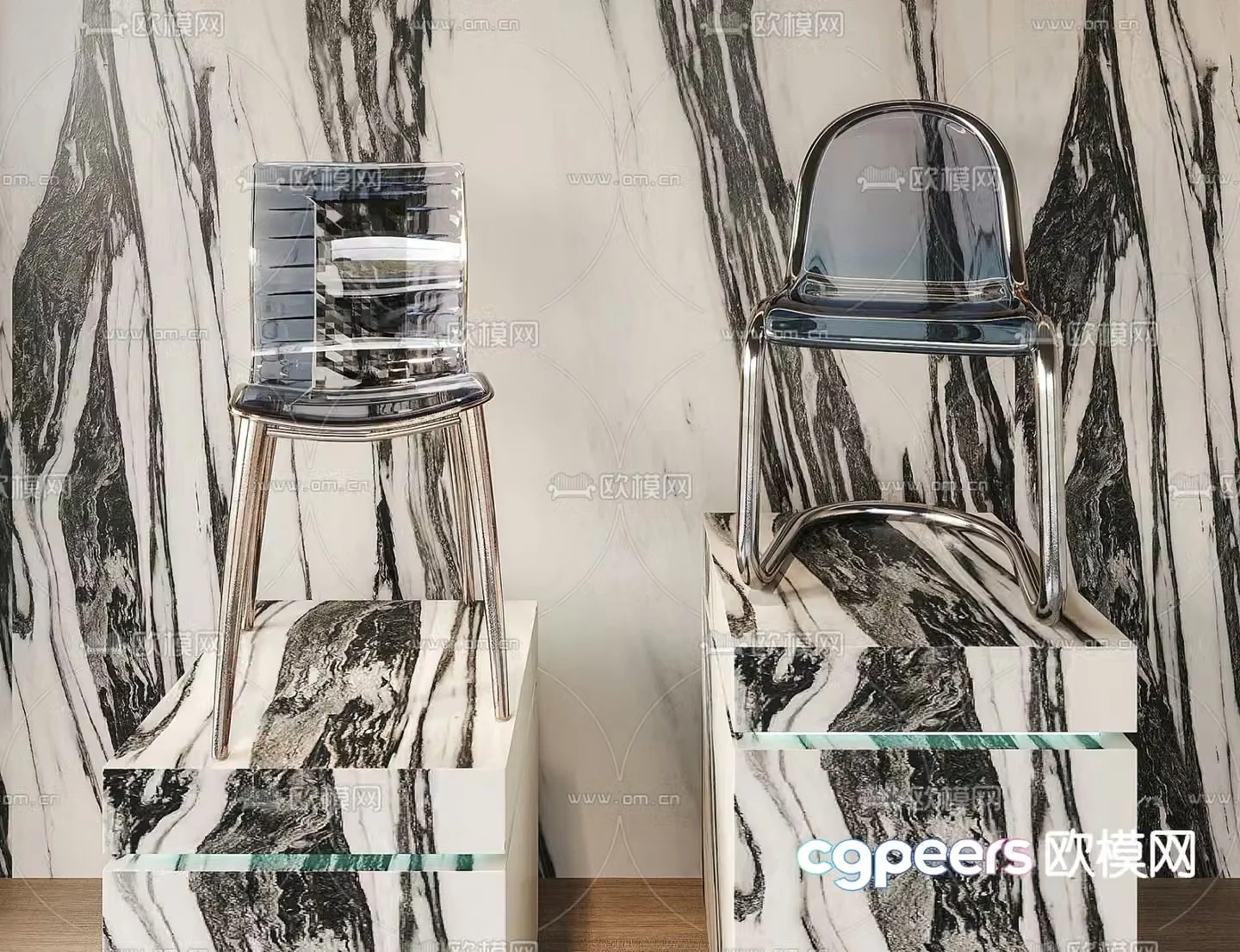 Flexform modern acrylic side chair 3d model