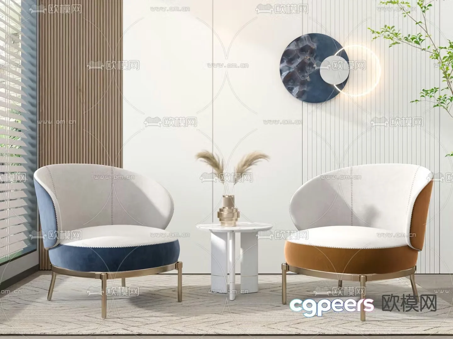 Light luxury sofa chair leisure chair armchair 3d model