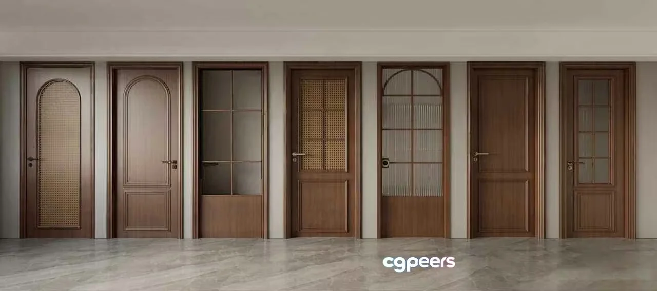 Brown Wooden Doors 3D Model – 14737 – VRAY Render