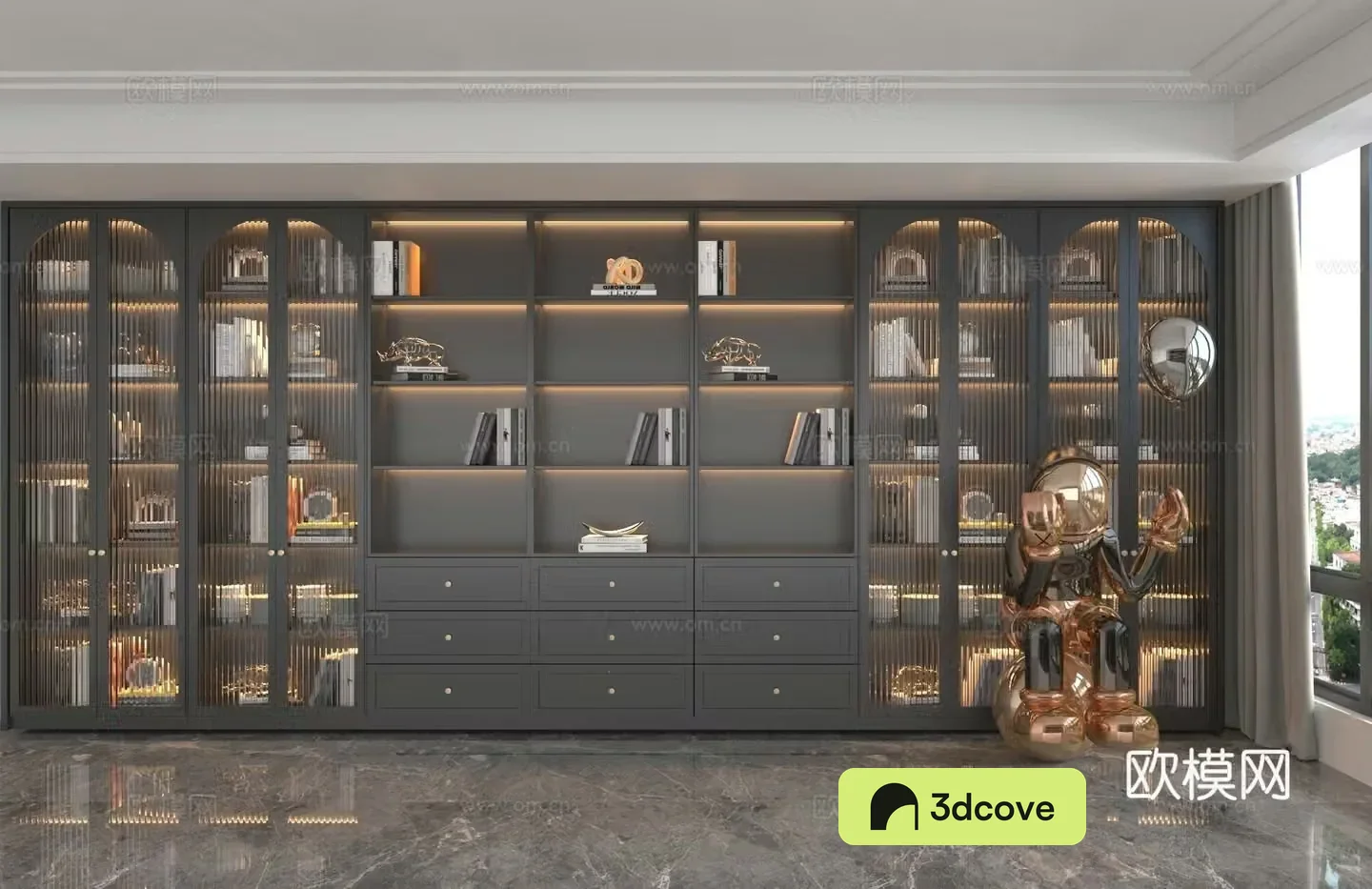 Modern custom cabinet bookcase