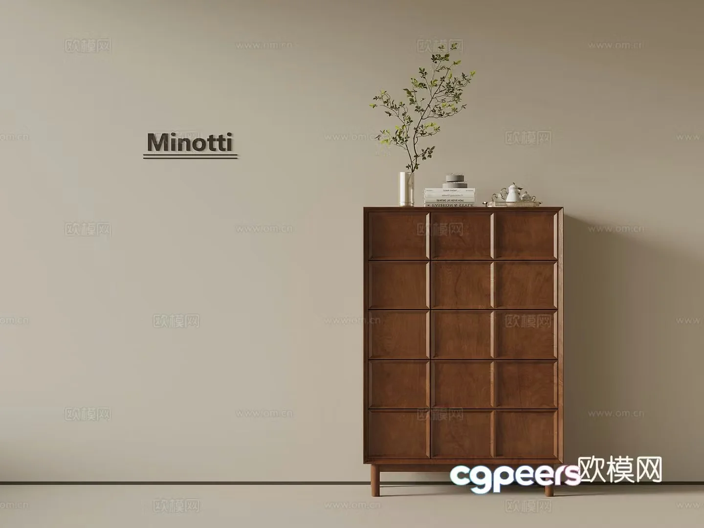 Middle-aged side cabinet chest of drawers storage cabinet storage cabinet 3D model