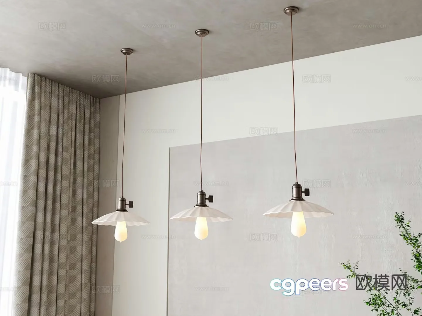Cream style chandelier 3d model