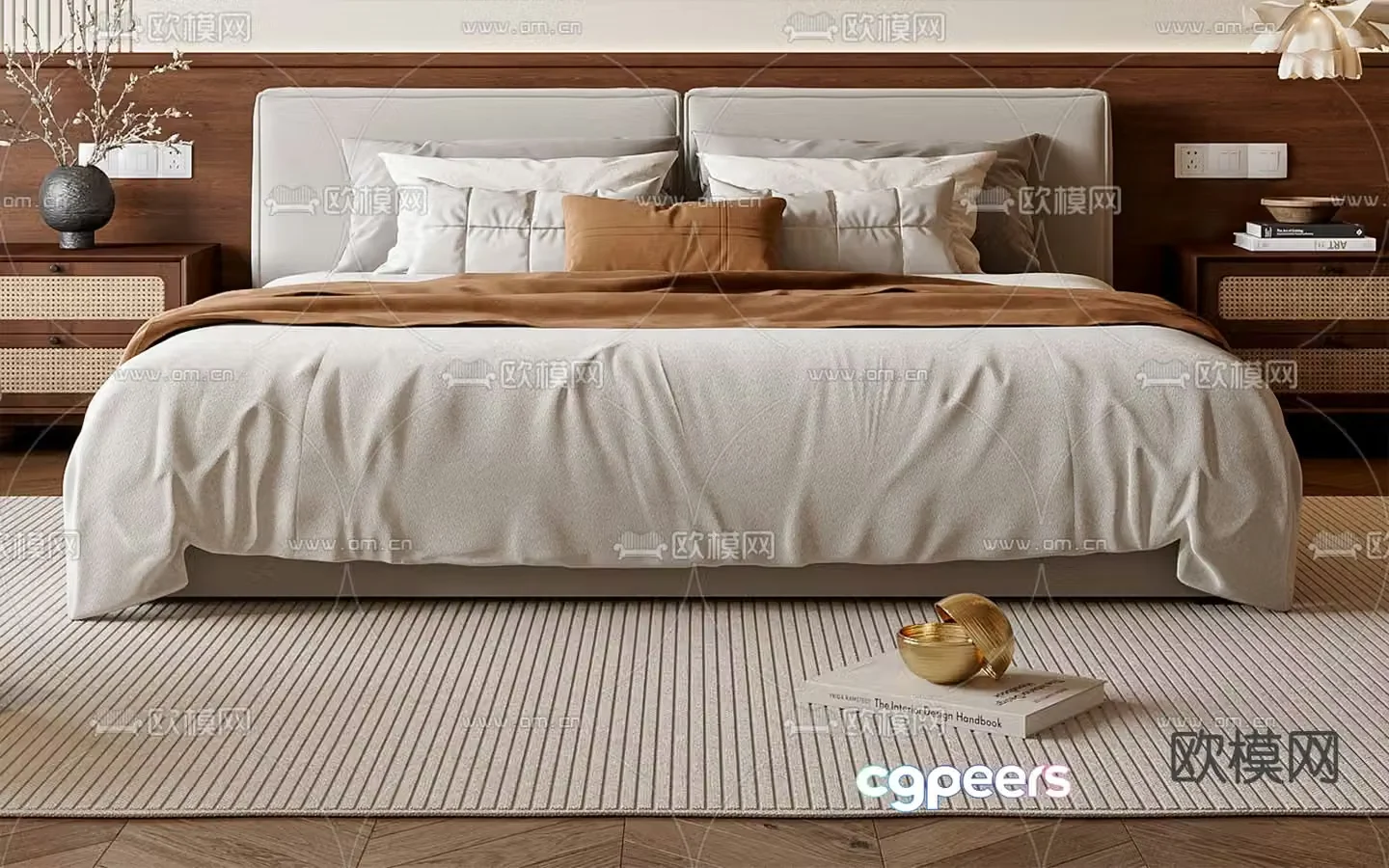 Medieval style double bed 3d model