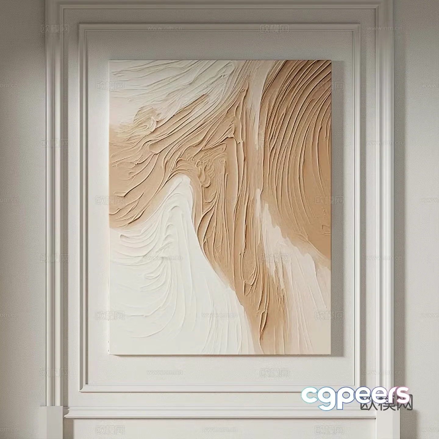 Modern simple texture abstract light luxury wasabi three-dimensional decorative painting 3d model