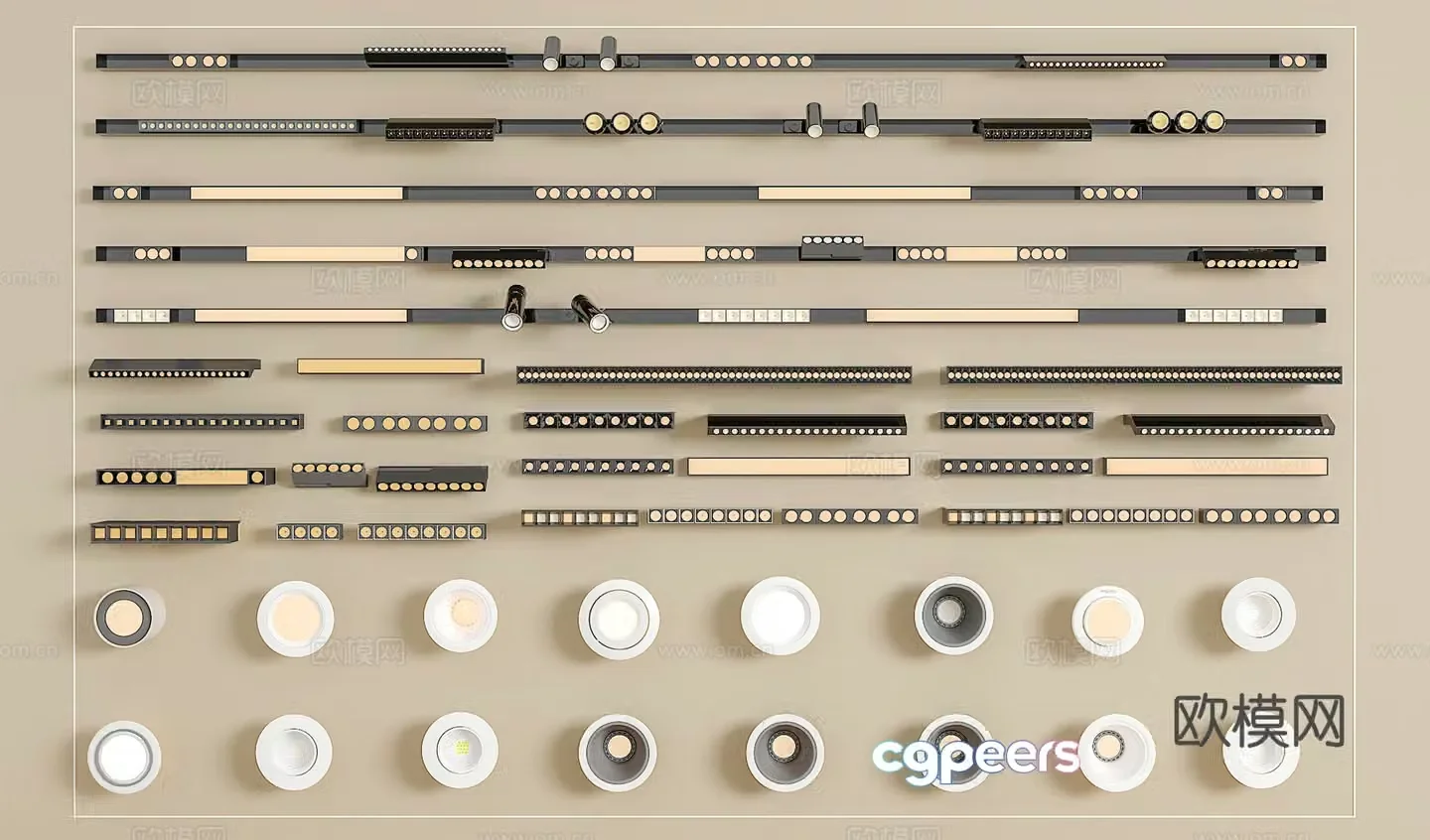 Track spotlight downlight linear lamp embedded downlight magnetic spotlight 3D model