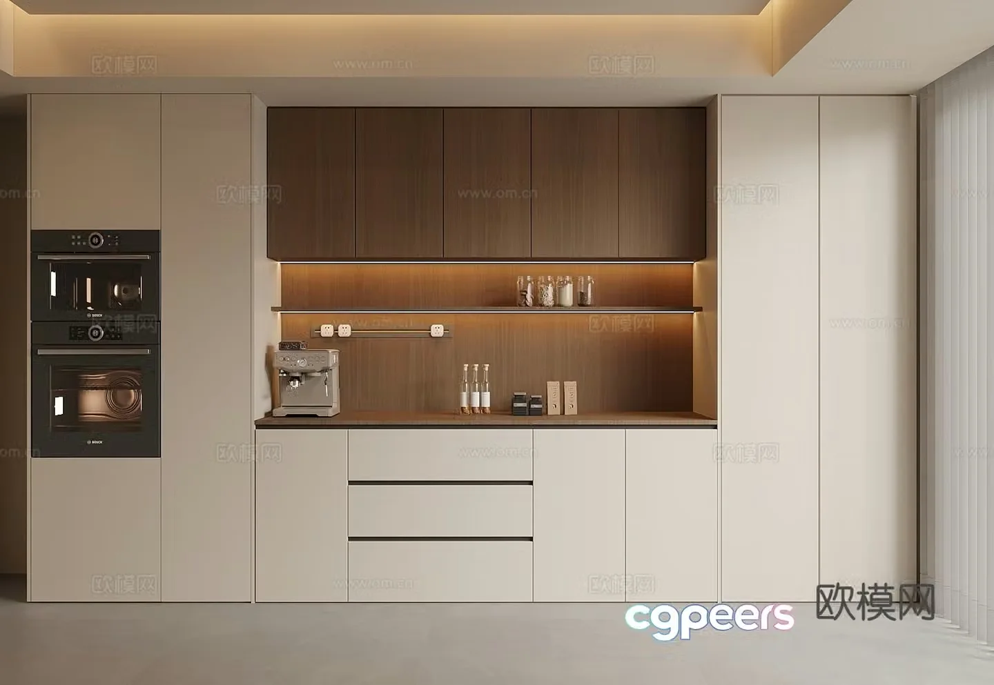 Cream style sideboard 3d model