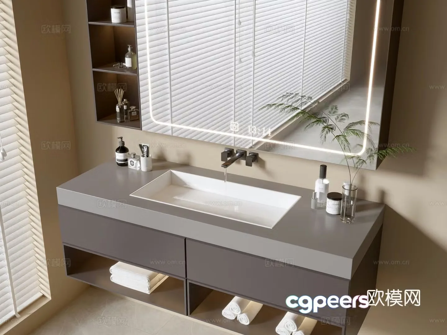 Modern bathroom cabinet bathroom basin bathroom ornaments mirror cabinet sink 3d model