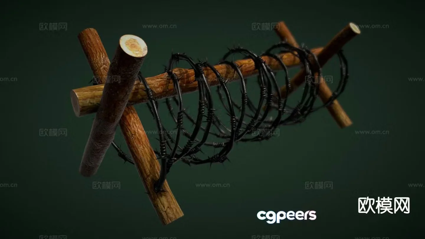 barbed wire fence 3d model