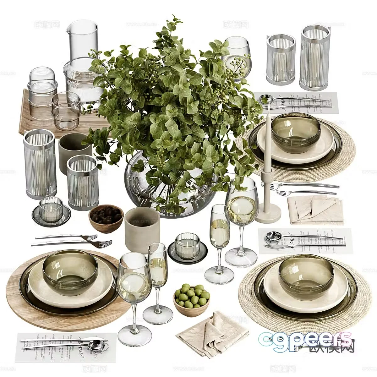 Modern light luxury tableware 3D model