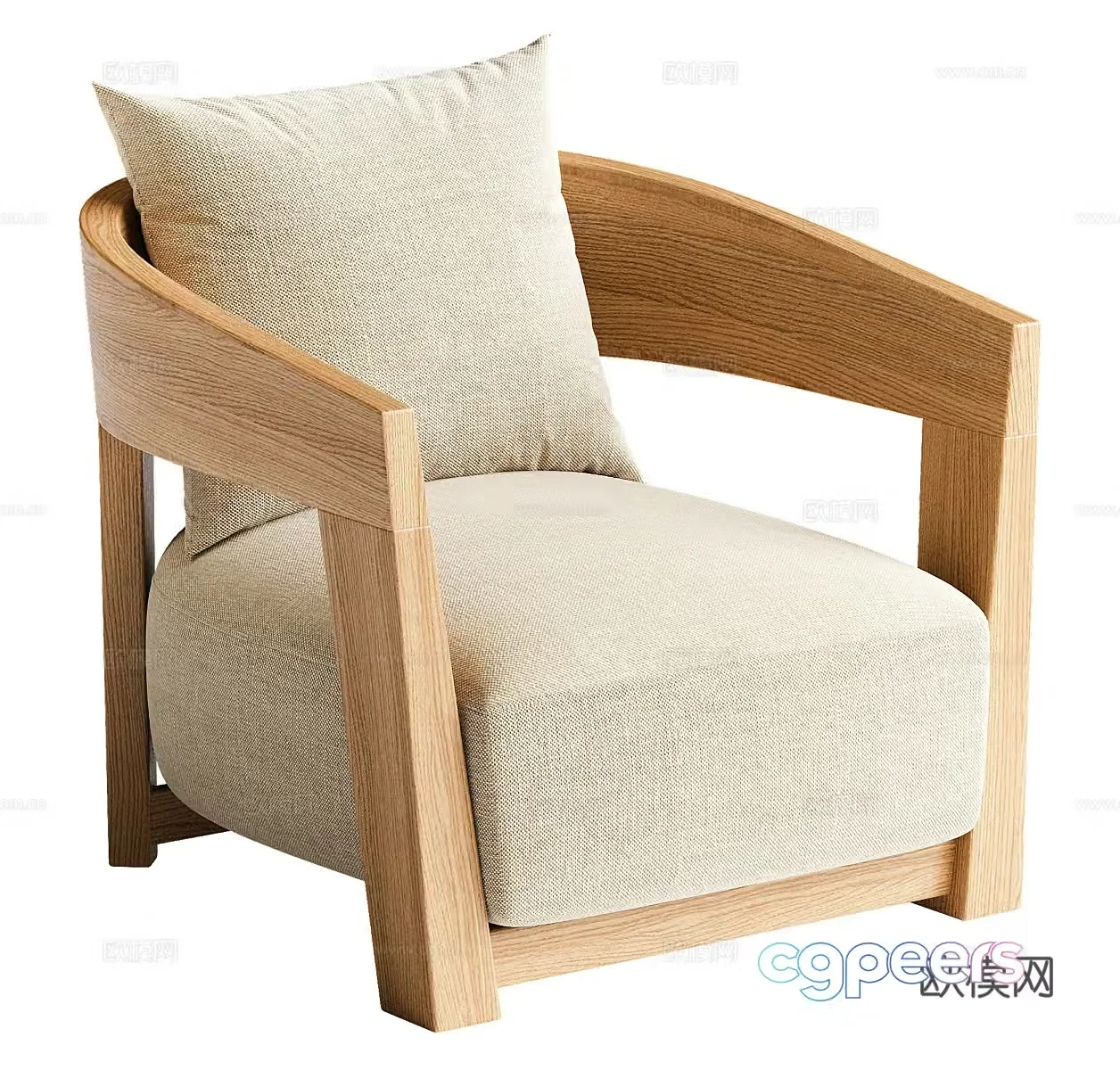 Wasabi single sofa Wasabi single chair B&B single chair Courtyard single chair Armchair Cloth 3D model
