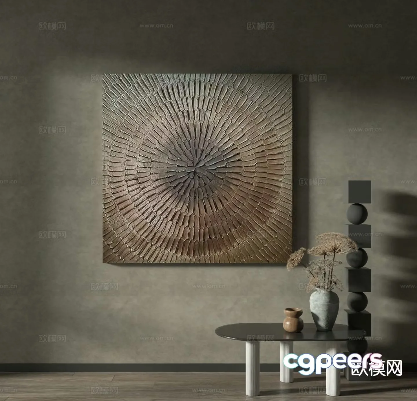 Wabi-sabi art painting texture painting decorative painting 3d model