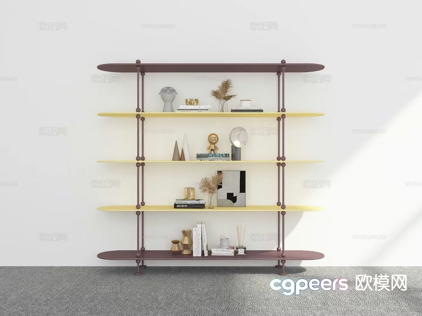 Modern bookshelf display rack 3d model