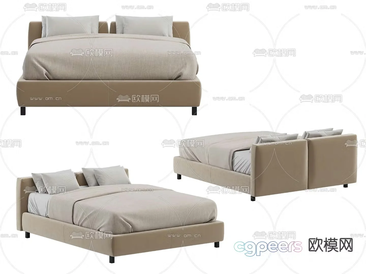Modern double bed 3d model