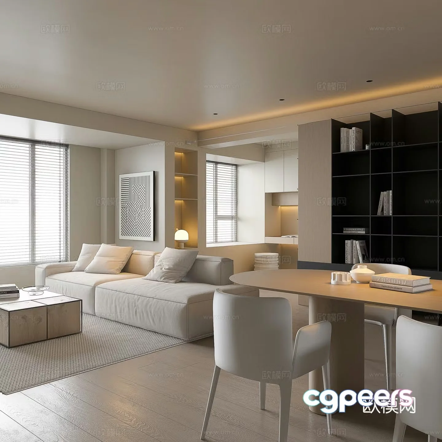 Italian restaurant modern living room restaurant large flat living room log restaurant creamy air dining 3d model