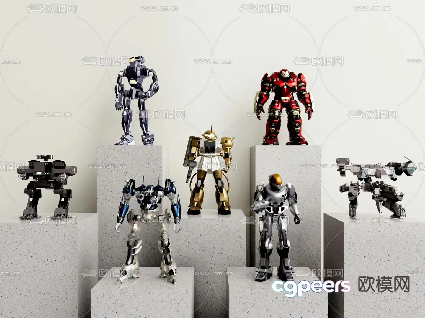 Modern toy figure Gundam robot collectible figure 3d model