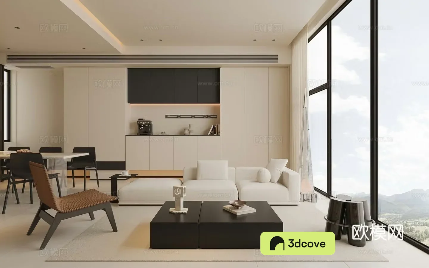 Modern living and dining room