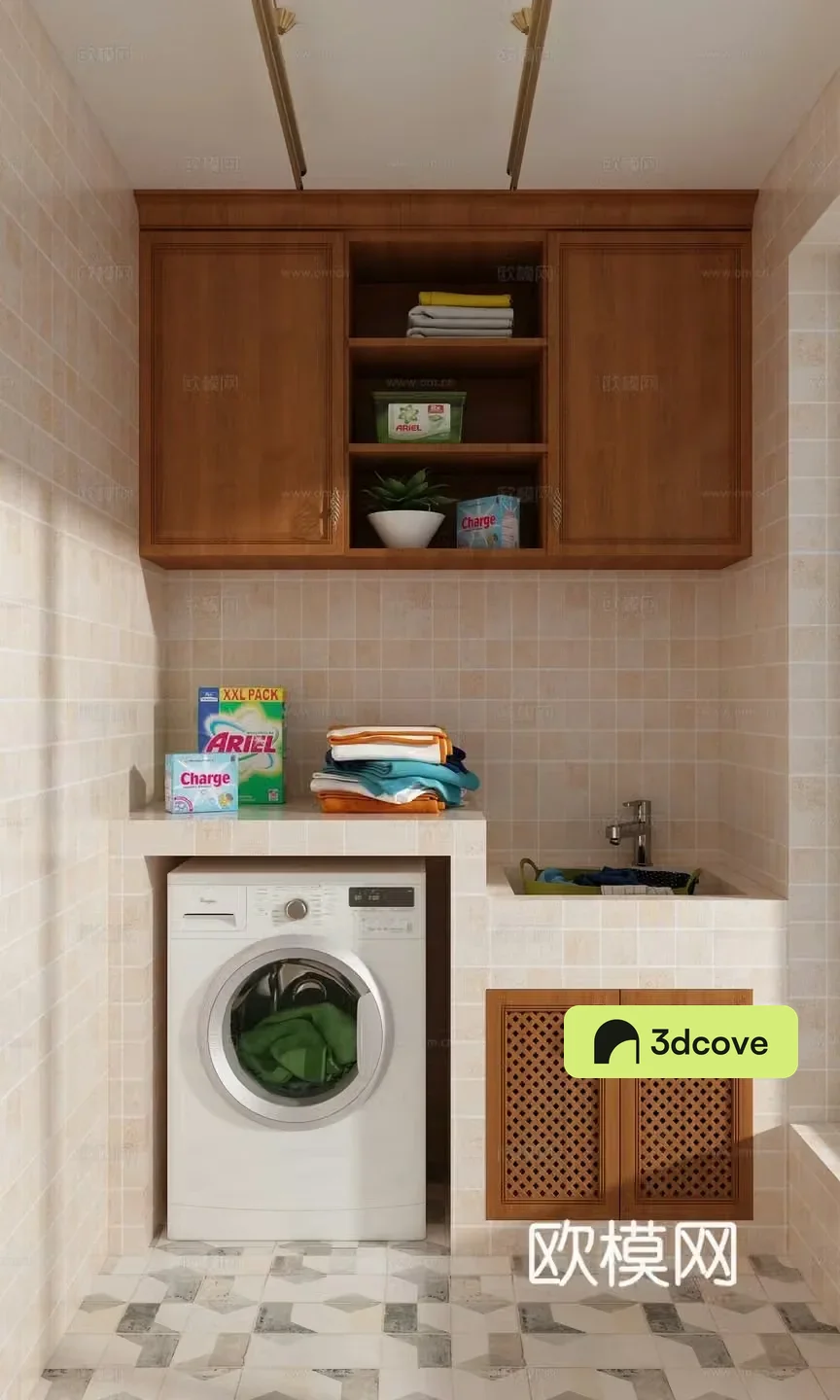 European simple washing machine cabinet balcony cabinet washing machine washing powder clothes drying rack
