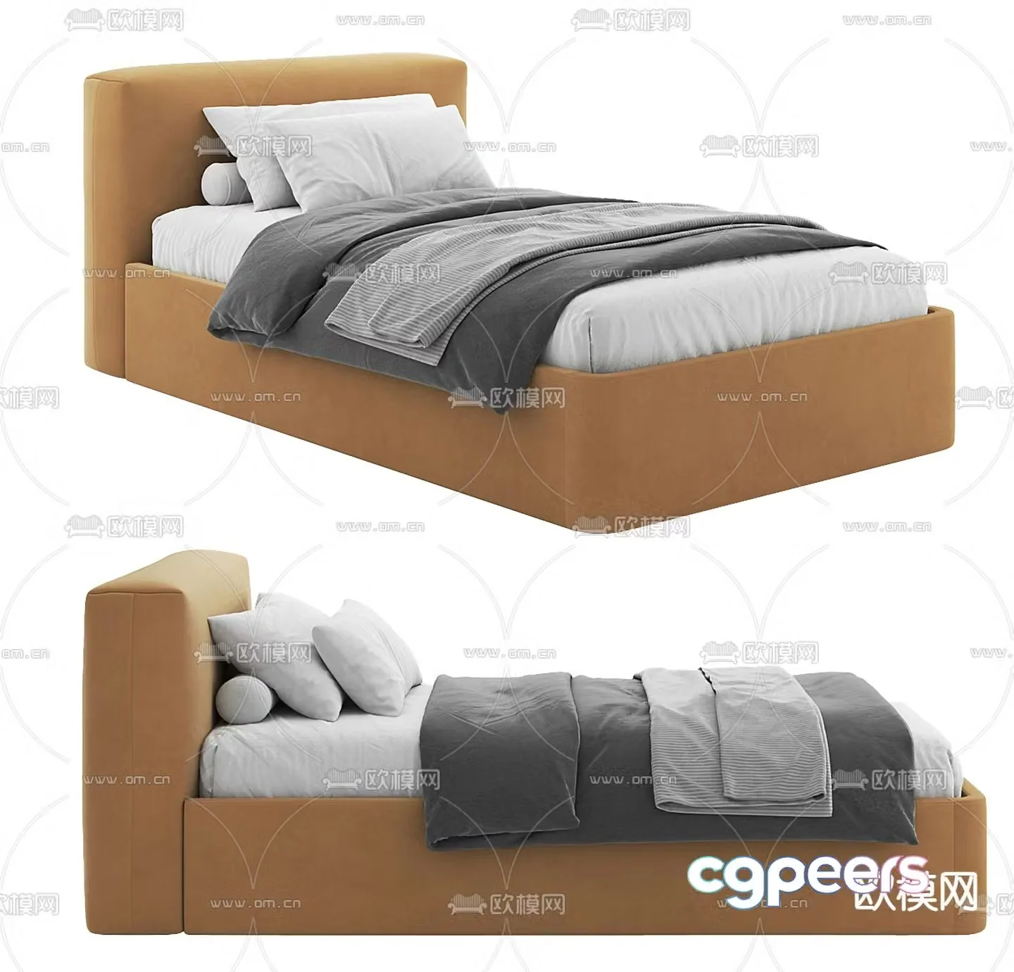 Single bed commercial bed 3d model