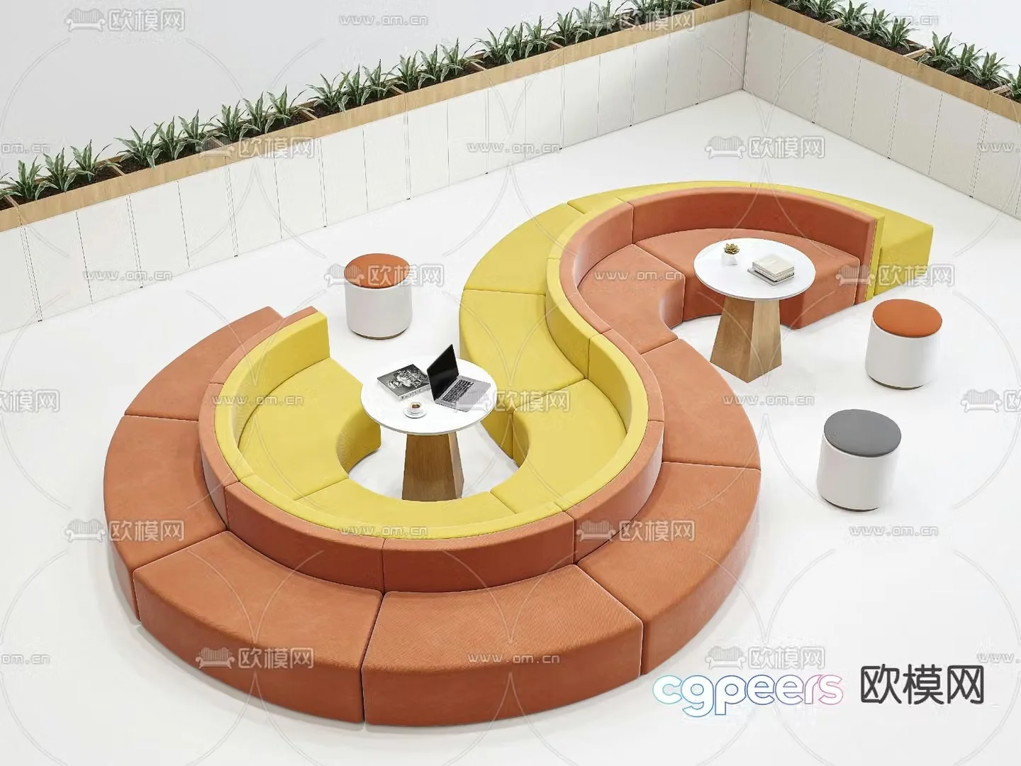 Office sofa lobby sofa public sofa 3d model