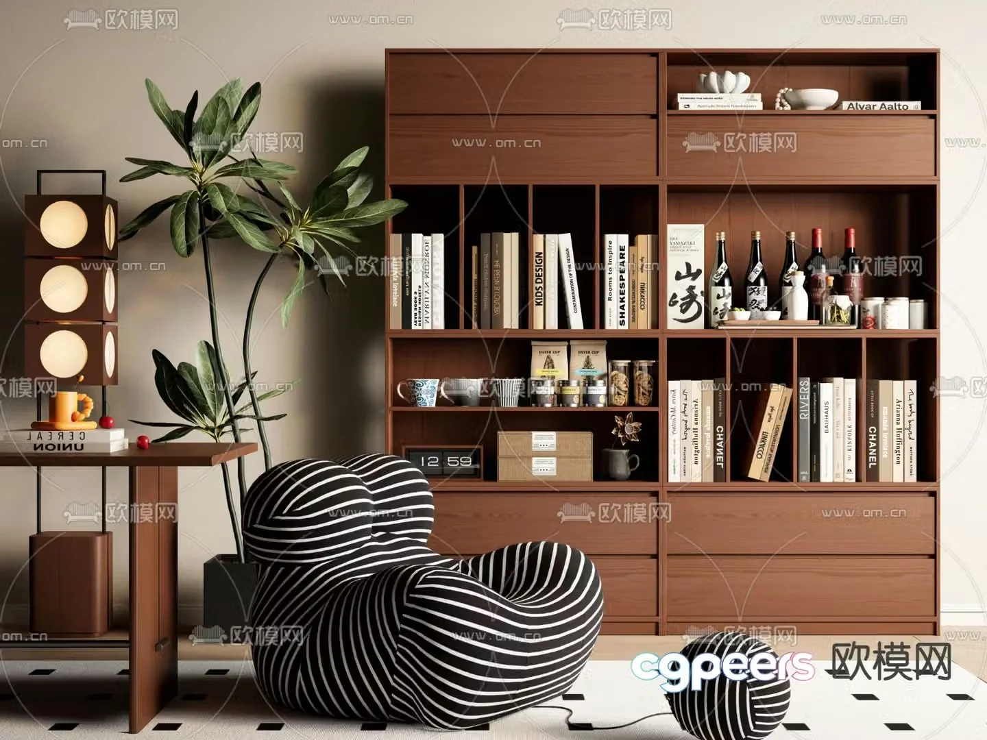 Medieval style bookcase display cabinet 3d model