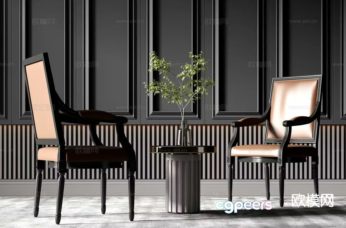 Simple European leisure chair dining chair chair 3d model