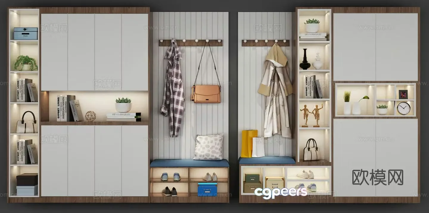 Nordic shoe cabinet 3d model