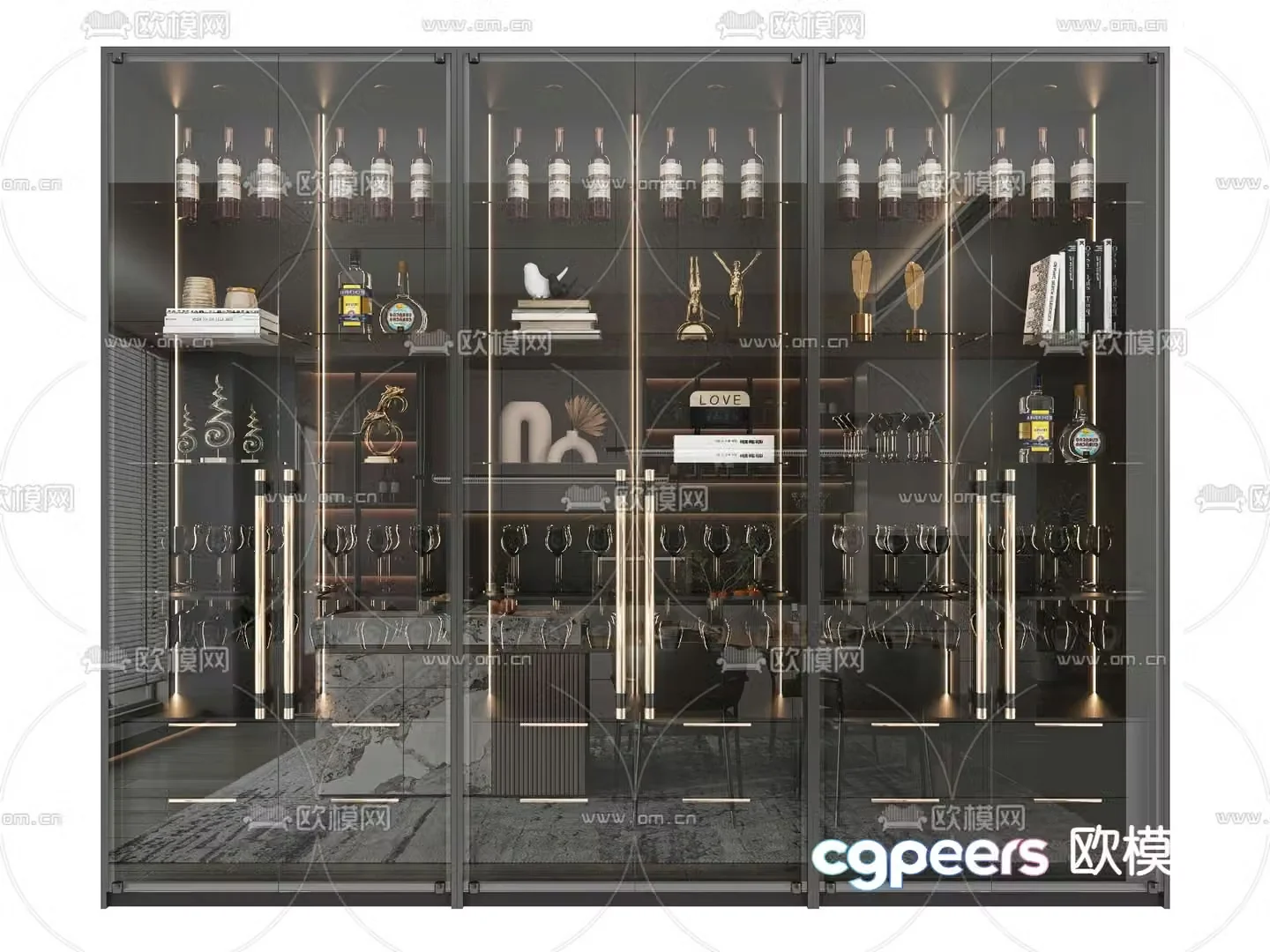Glass wine cabinet 3d model