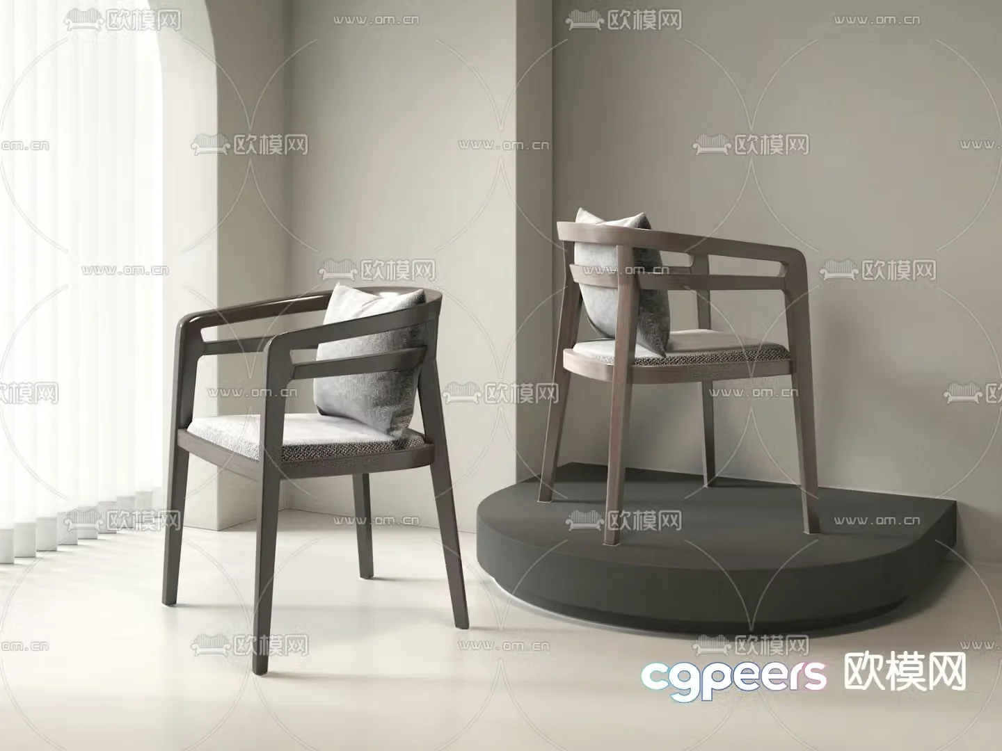 New Chinese style single chair dining chair 3d model