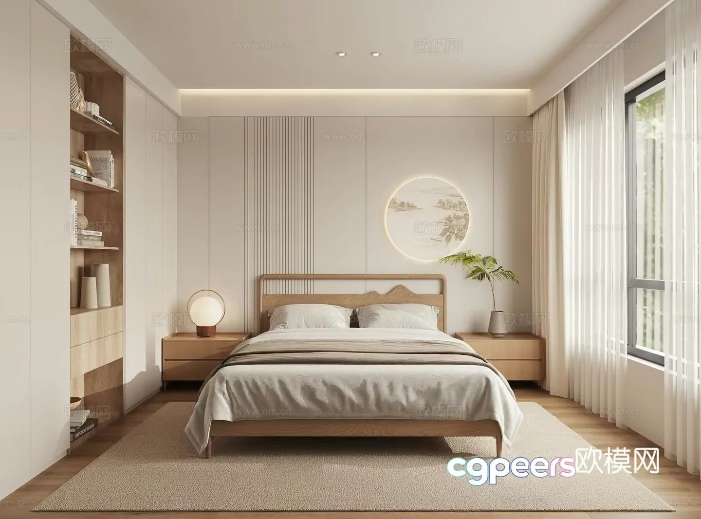 New Chinese Zen bedroom 3D model