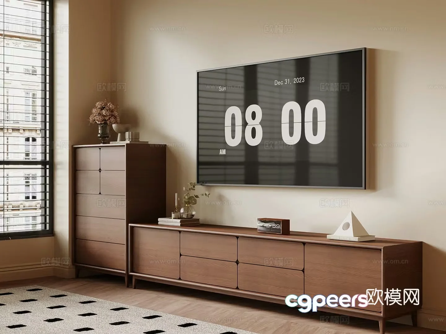 French medieval style TV cabinet 3D model