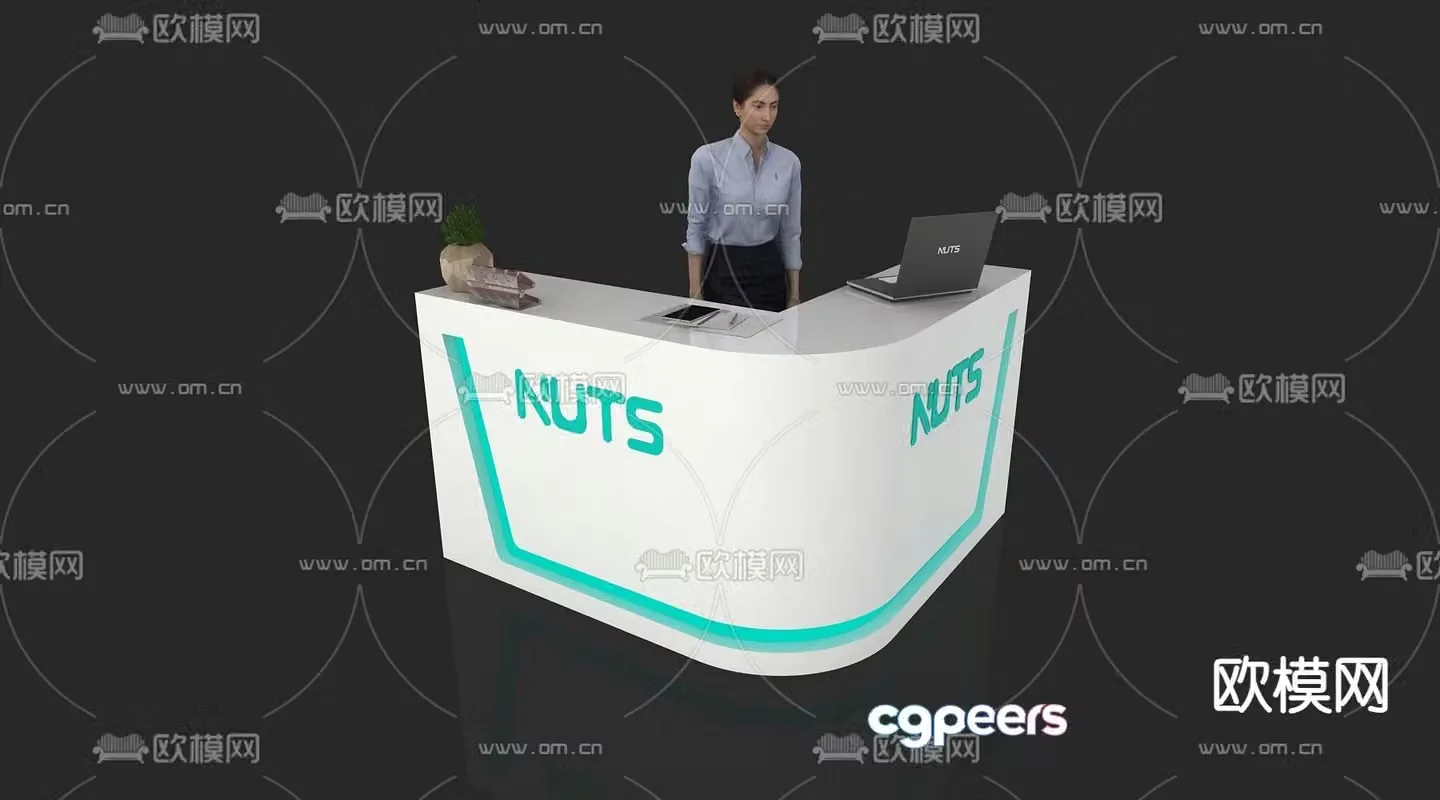 Modern reception desk front desk service desk information desk 3d model