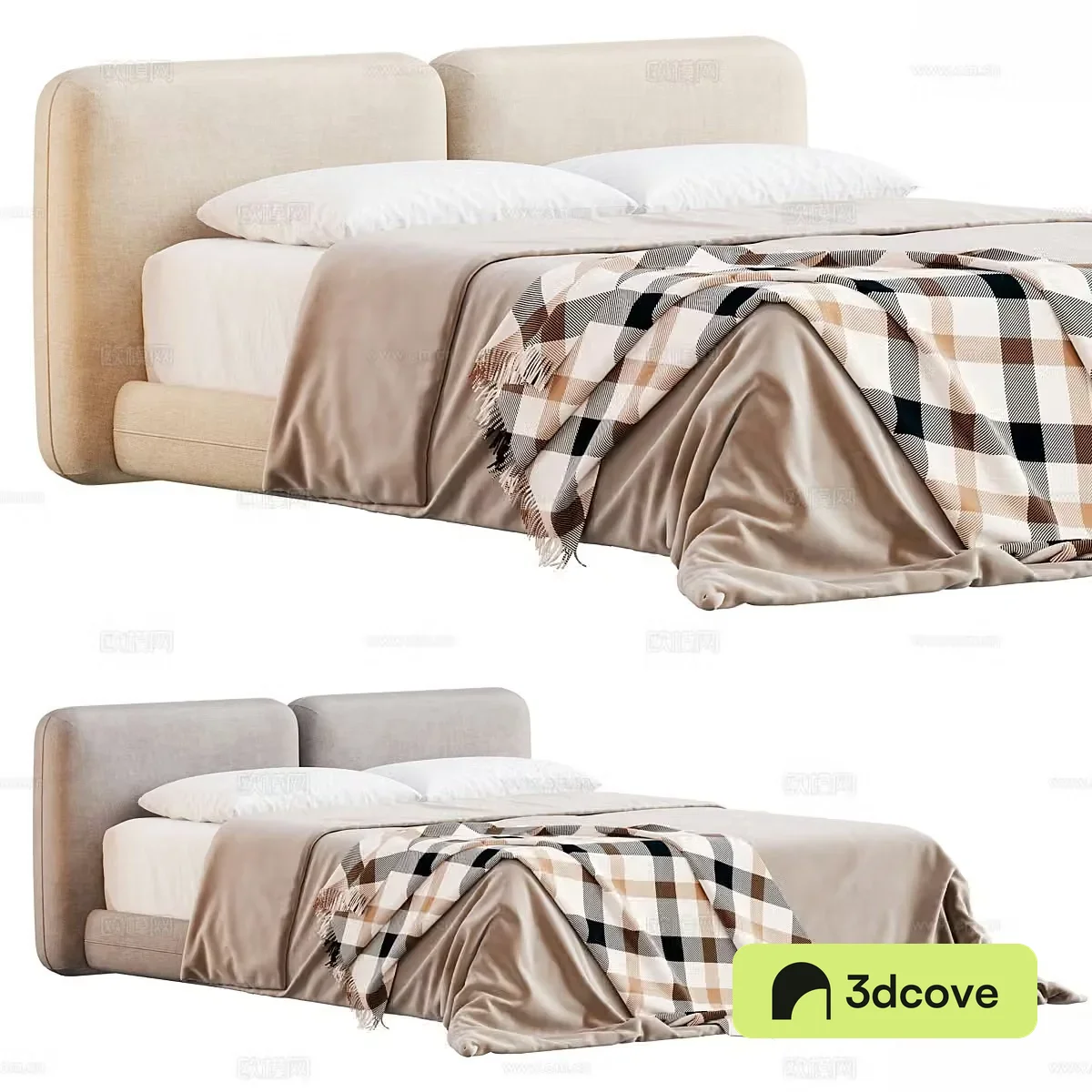Modern cream style double bed