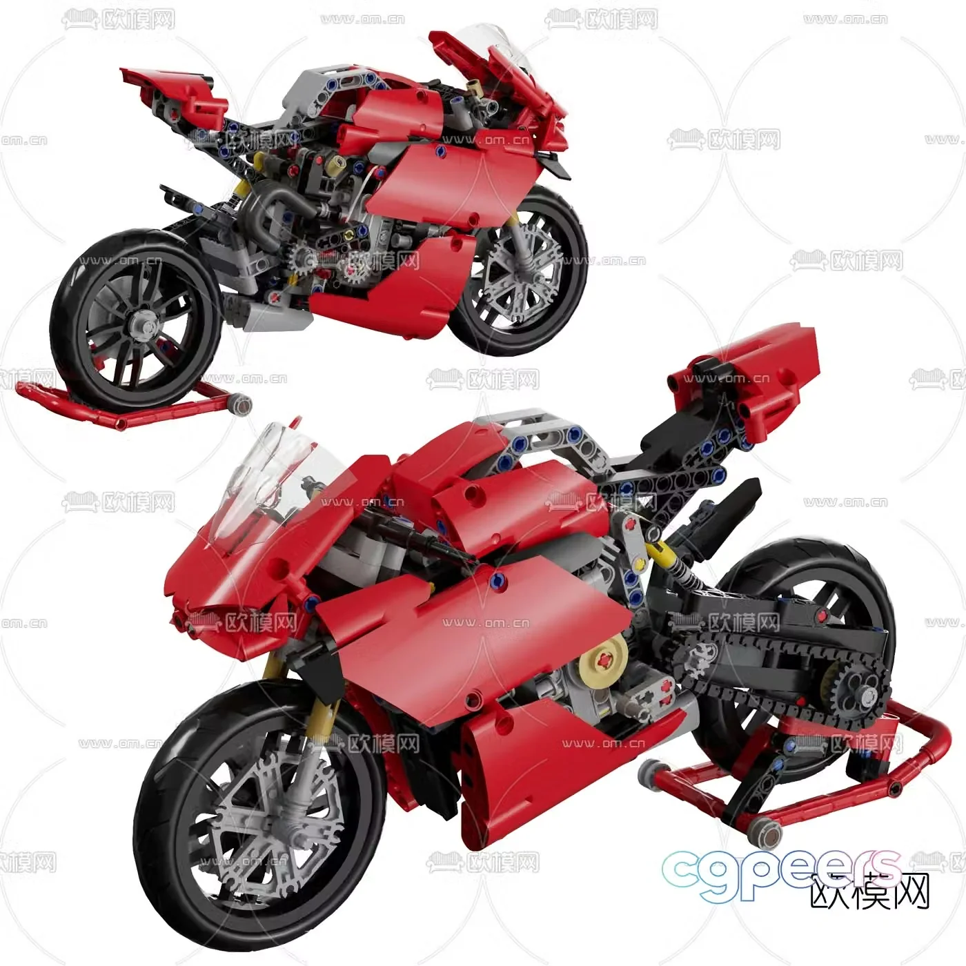 Modern building block motorcycle toy 3d model
