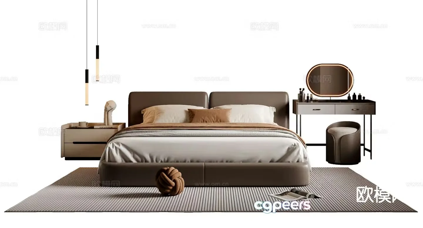 Italian double bed 3d model