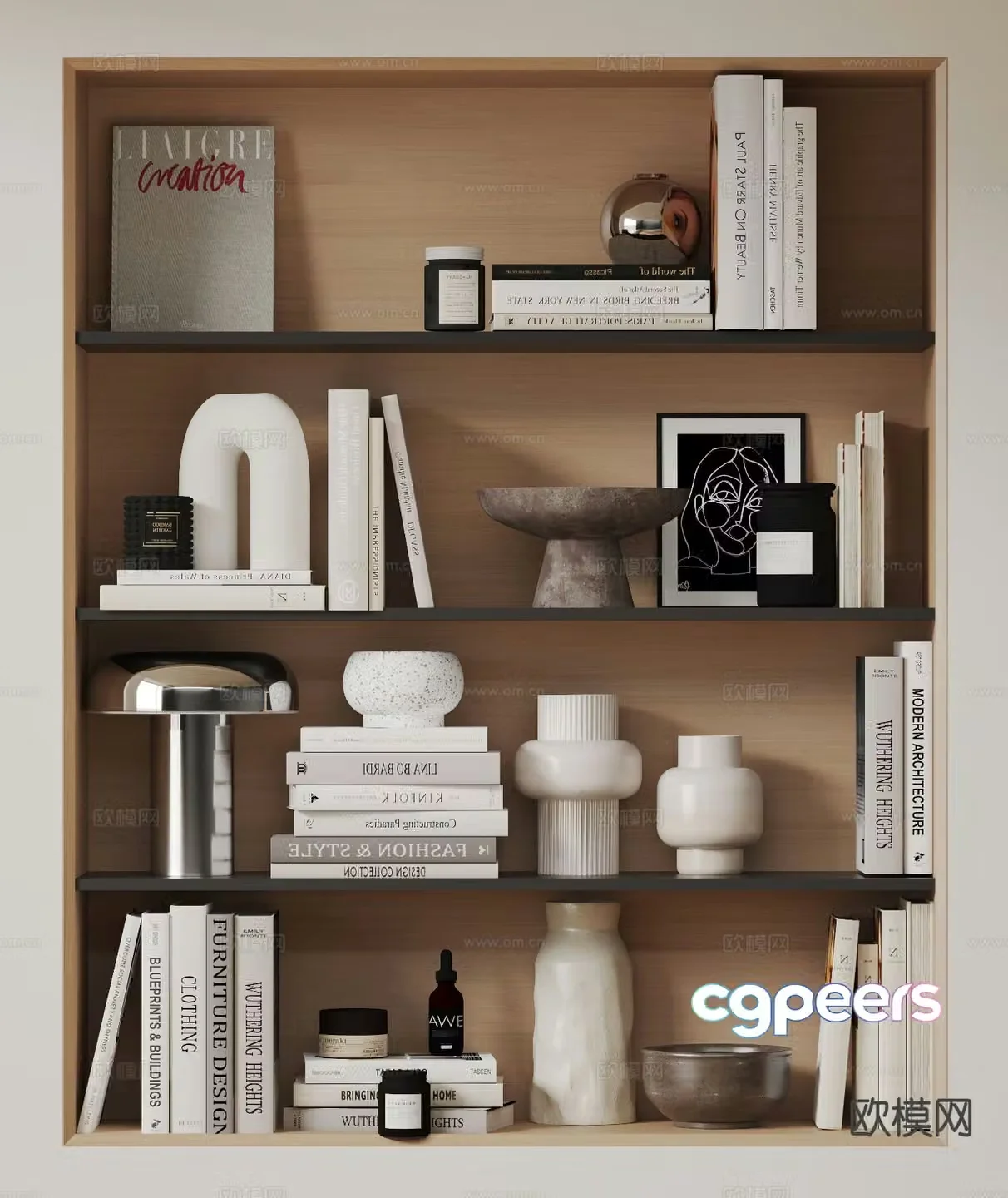 Modern decorations sculptures books 3d model