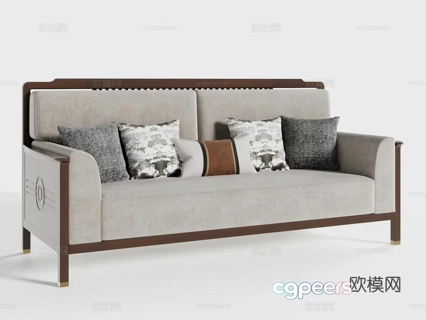 New Chinese three-person sofa 3D model