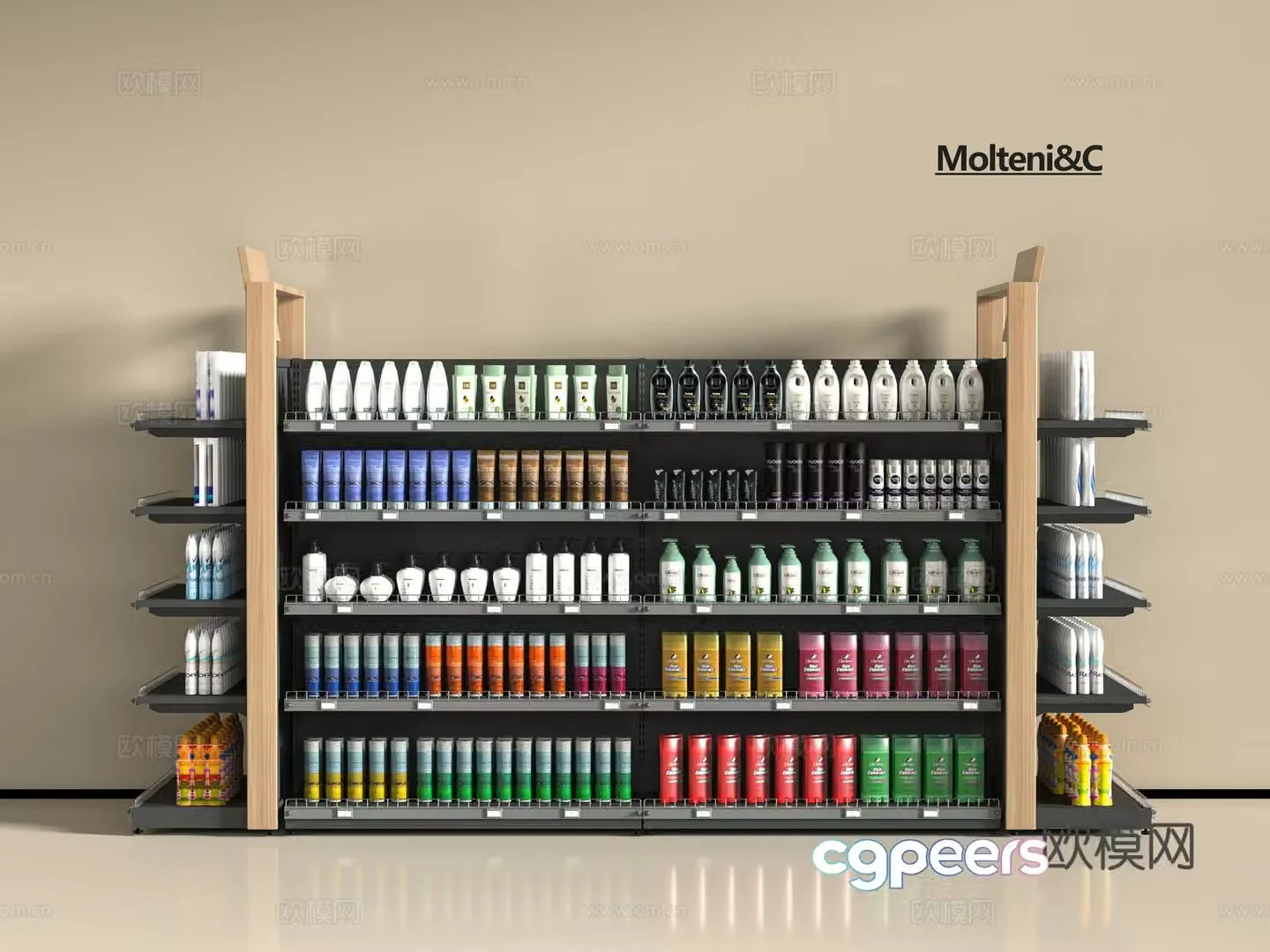 Modern supermarket shelves 3d model