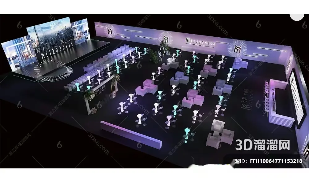 Modern 3D Event Space 3D Model – 4787 – VRAY Render