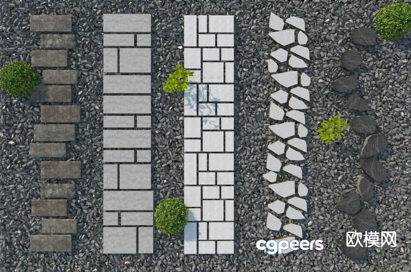 Park Tingbu bluestone gravel trail 3D model