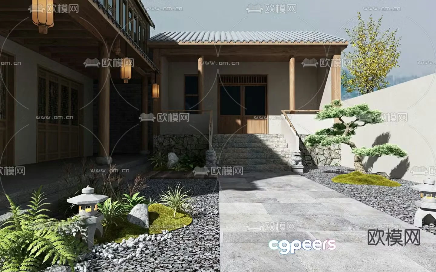 Courtyard landscape garden 3d model