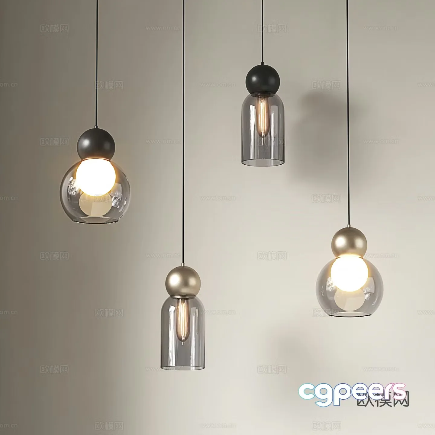 Minimalist chandelier glass chandelier Italian chandelier bedside chandelier restaurant chandelier 3D model