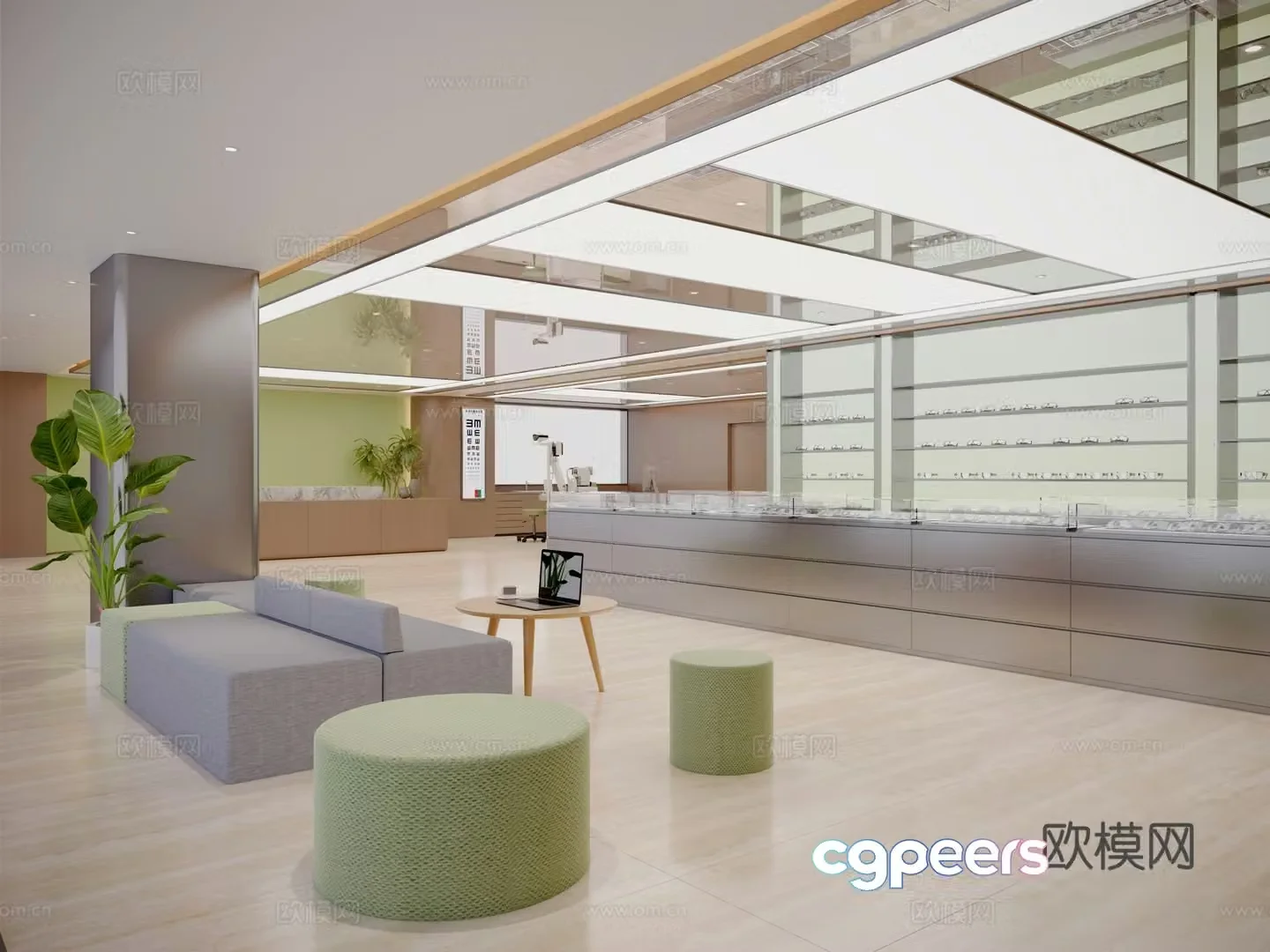 Modern ophthalmology eyewear store 3d model