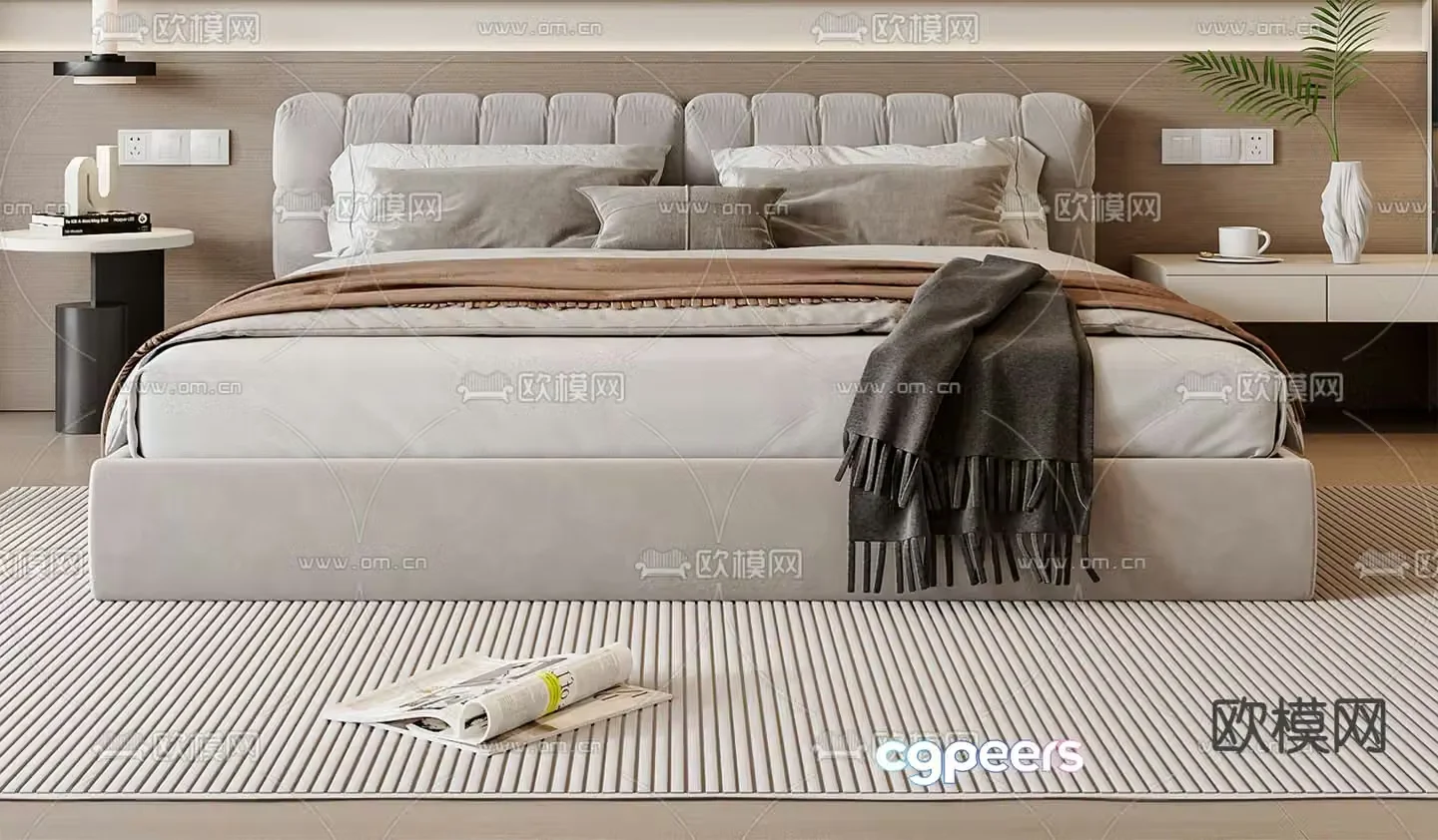 Modern double bed 3d model