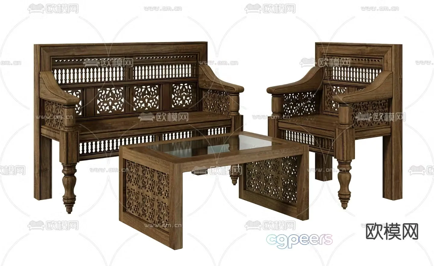 Chinese combination sofa 3D model